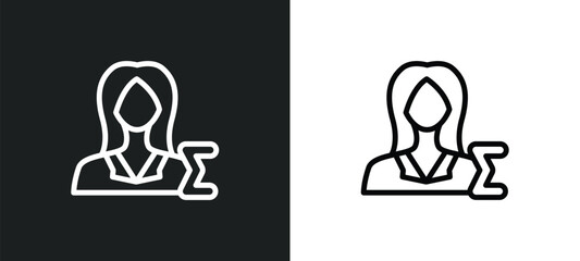 mathematician icon isolated in white and black colors. mathematician outline vector icon from professions & jobs collection for web, mobile apps and ui.