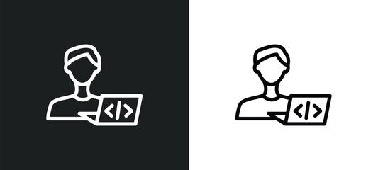 Wall Mural - software developer icon isolated in white and black colors. software developer outline vector icon f
