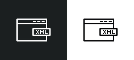 Wall Mural - xml icon isolated in white and black colors. xml outline vector icon from programming collection for