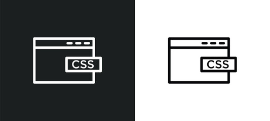 Wall Mural - css icon isolated in white and black colors. css outline vector icon from programming collection for