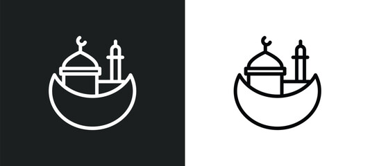 Wall Mural - islamic ramadan icon isolated in white and black colors. islamic ramadan outline vector icon from religion collection for web, mobile apps and ui.