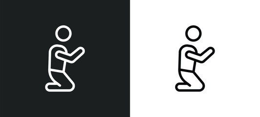Canvas Print - muslim man praying icon isolated in white and black colors. muslim man praying outline vector icon from religion collection for web, mobile apps and ui.