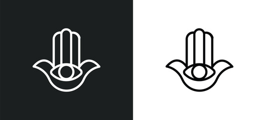 hamsa icon isolated in white and black colors. hamsa outline vector icon from religion collection for web, mobile apps and ui.