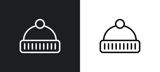 Wall Mural - beanie icon isolated in white and black colors. beanie outline vector icon from season collection fo