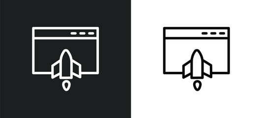 Wall Mural - web de icon isolated in white and black colors. web de outline vector icon from startup collection f