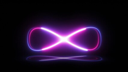 neon style motion line icon of infinity. abstract neon glow moving seamless loop footage.