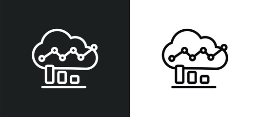 Wall Mural - cloud analysis icon isolated in white and black colors. cloud analysis outline vector icon from tech