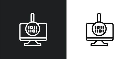 Wall Mural - binary processed mobile analysis icon isolated in white and black colors. binary processed mobile an