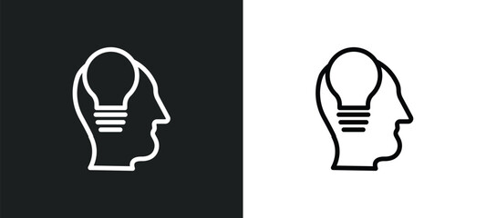 Wall Mural - ideas icon isolated in white and black colors. ideas outline vector icon from technology collection 