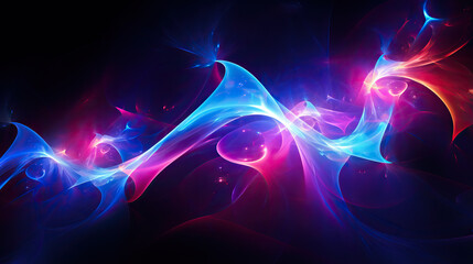 Wall Mural - Abstract neon fractal wallpaper with space