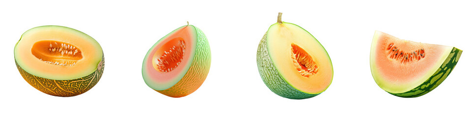Wall Mural - transparent background with scrumptious melon slice