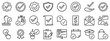 Line icons about checkmark. Line icon on transparent background with editable stroke.
