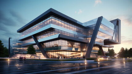 Modern office building concept 3d rendering.