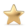 One Golden star on a white background. 3D illustration