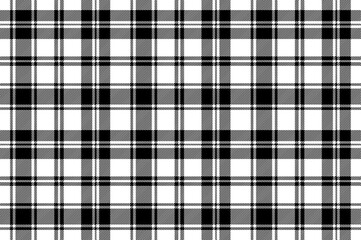 Wall Mural - Plaid seamless pattern. Black check on white background. Repeated gingham geometric patern. Scottish style for design prints. Repeating texture checks plaids. Repeat fabric. Vector illustration