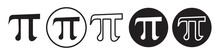 Pi Symbol Use In Education Of Mathematics. Icon Of 3.14 Fraction Value Of Letter Pi For Research In Scientific Discovery In Math. Greek Latin Shape To Measure Ratio Of Constant Formula.  