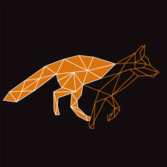 Wall Mural - Line art of wild fox, geometrical vector illustration