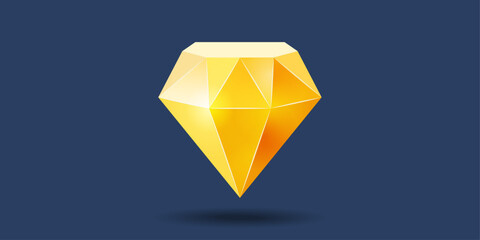 Aufkleber - Vector golden gem. Can be isolated, yellow diamond jam on a blue background.