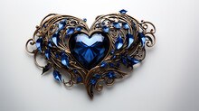 Wrought Iron In Shape Of Heart, Love Symbol In Blue Colors