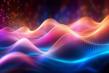 Beautiful Deep Blue, Pink And Orange Abstract Background With Waves, New Technologies, Intermet, IT Concept. Design Element, AI Generated