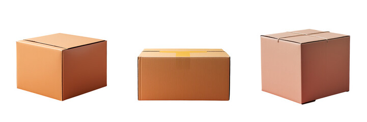 Canvas Print - A cardboard box on a transparent background seen up close