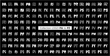 Wall Mural - Collection LOGO PA to PZ. Abstract logos mega collection with letters. Geometrical abstract logos