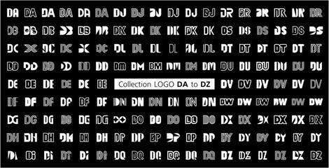 Collection LOGO DA to DZ. Abstract logos mega collection with letters. Geometrical abstract logos