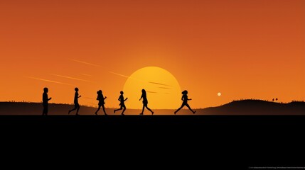 Wall Mural - Design template for sundown running