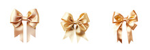 Isolated Gold Bow Ribbon On A Transparent Background