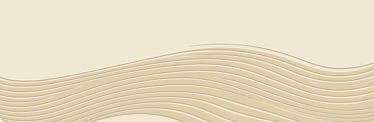 Banner, cover design. Embossed elegant 3D pattern of wavy lines. Light beige background with space for text and advertising.
