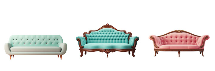 Poster - Classic couch on a transparent background facing forward