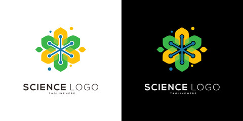 Vector of geometric particle logo and science logo vector design template