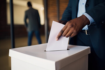 A person participating in a democratic election, symbolizing the freedom and responsibility of making a choice.