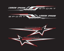 Wrap Design For Car Vectors. Sports Stripes, Car Stickers Black Color. Racing Decals For Tuning _20230901