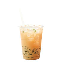 Sticker - transparent background of tea plantations set the scene for pearl milk tea