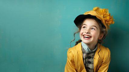 Wall Mural - Scotland scottish villager girl in traditional costume cloth, Smiling woman, gender equality