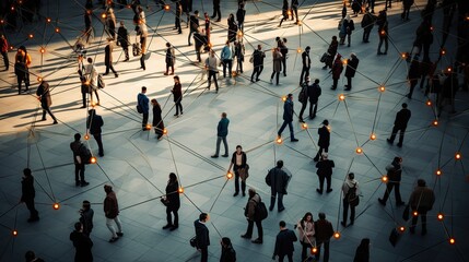 Wall Mural - Crowd with network connection