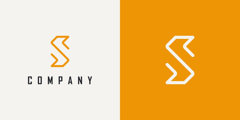Wall Mural - Initial S Letter Infinity Logo. White Geometric Line Arrow isolated on Dual Background. Flat Vector Logo Design Template Element for Business and Branding Logos. 