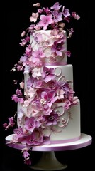 Wall Mural - Beautiful multi-tiered wedding cake masterpiece with floral motifs. Genrative AI