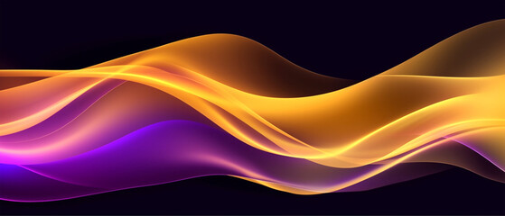 Wall Mural - purple and gold wave abstract 3d dark background. generative ai