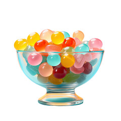 Wall Mural - Assorted vibrant sweets in a transparent container transparent background