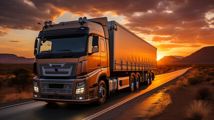 Delivering on a Rural Country Highway with a Semi Trailer Truck.