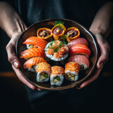 Fototapeta  - Sushi na talerzu - smak i kolor Azji
