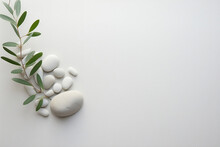 Tranquil Wellness: Rosemary And Pebbles On Minimalist Neutral Background (Nature Series) 