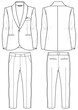 Men's Single breast shawl lapel tuxedo Blazer Jacket full suit with formal trouser pants flat sketch fashion illustration technical drawing with front and back view