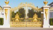 Golden palace gates, gold and white, royal castle gates, luxury