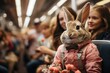 Easter themed train ride with fun and onboard activities., generative IA