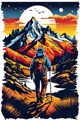 print ready vector t-shirt design adventure scene 