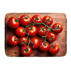 Sticker - Top view of red tomatoes transparent background cutting board