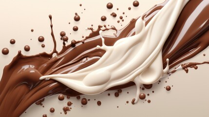 Wall Mural - Chocolate and milk textured tasty background splashes